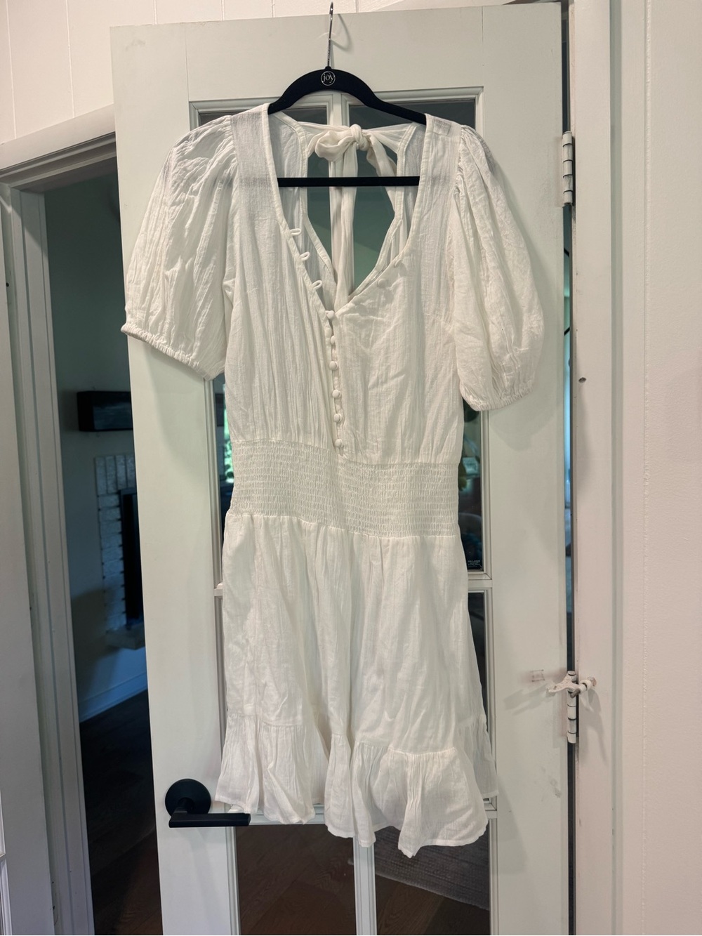 ASOS White Mini Dress with Puff Sleeves